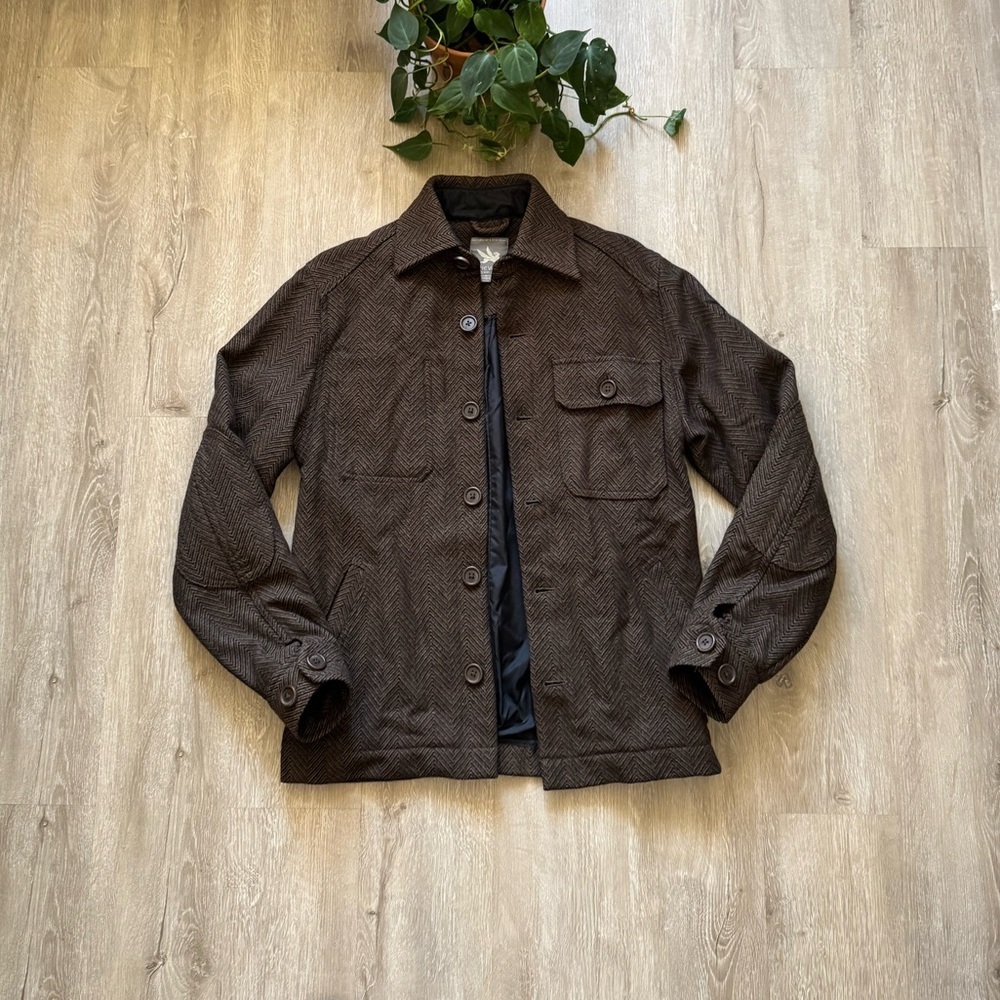 SPIEWAK Brown Barn Jacket Wool Button Front Jacket Size Small